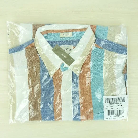 NWT J Crew 100% Linen Baird McNutt Classic Fit Short Sleeve Vertical Stripe - Picture 3 of 3
